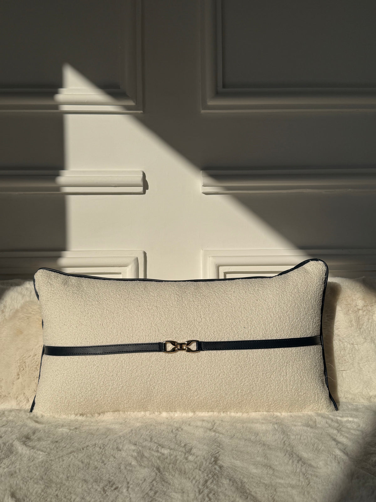 COUSSIN BOUCLETTE BLEU RECTANGLE