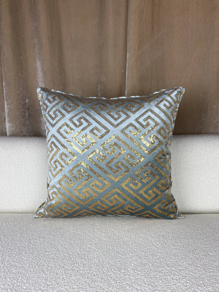 MOTIF DORÉ VERT EAU GRECQUE