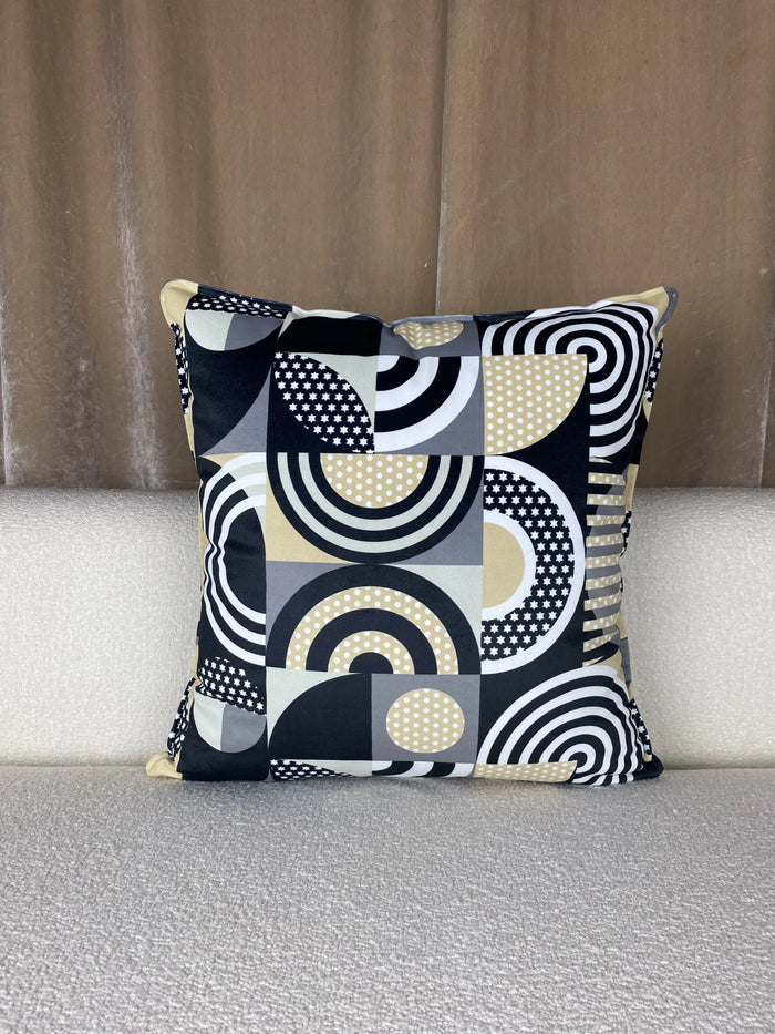 COUSSIN VELOUR CERCLES RÉTRO