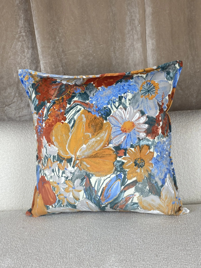 COUSSIN VELOUR IMPRIMÉ FLEURS PEINTES