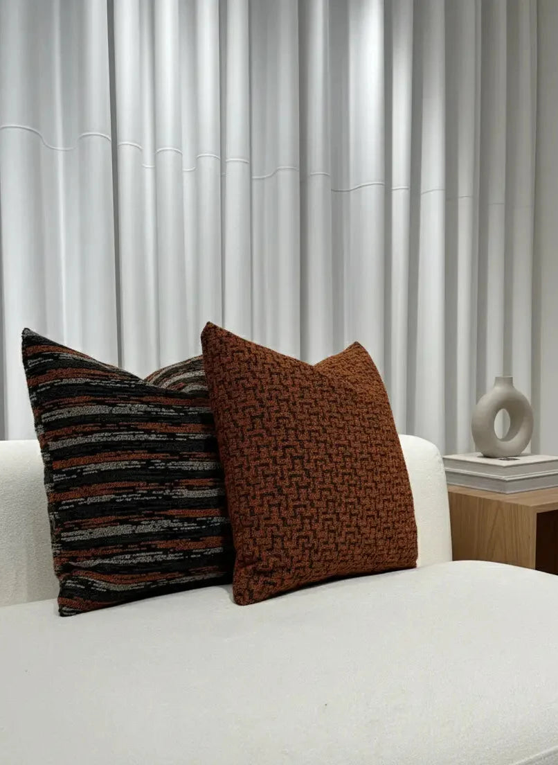 Pack 2 coussins jacquard rouille