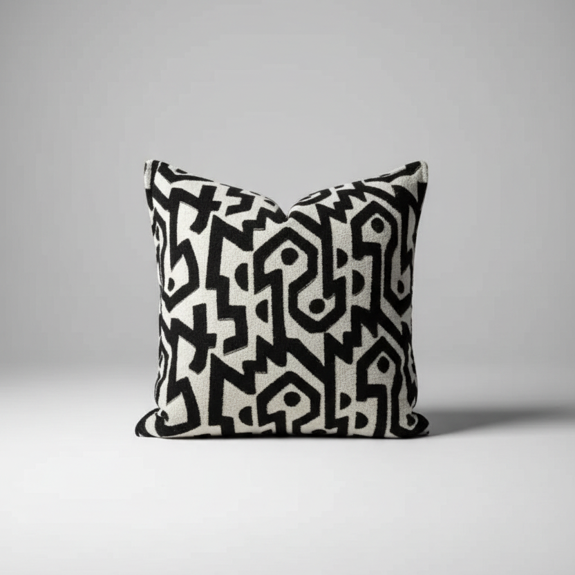 COUSSIN JACQUARD GRAPHIQUE NOIR & BLANC