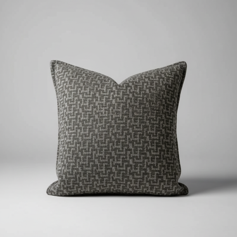 COUSSIN JACQUARD LABYRINTHE GRIS