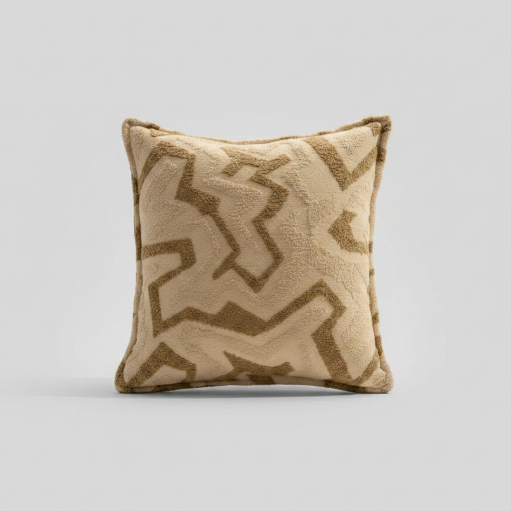 COUSSIN JACQUARD LABYRINTHE BEIGE