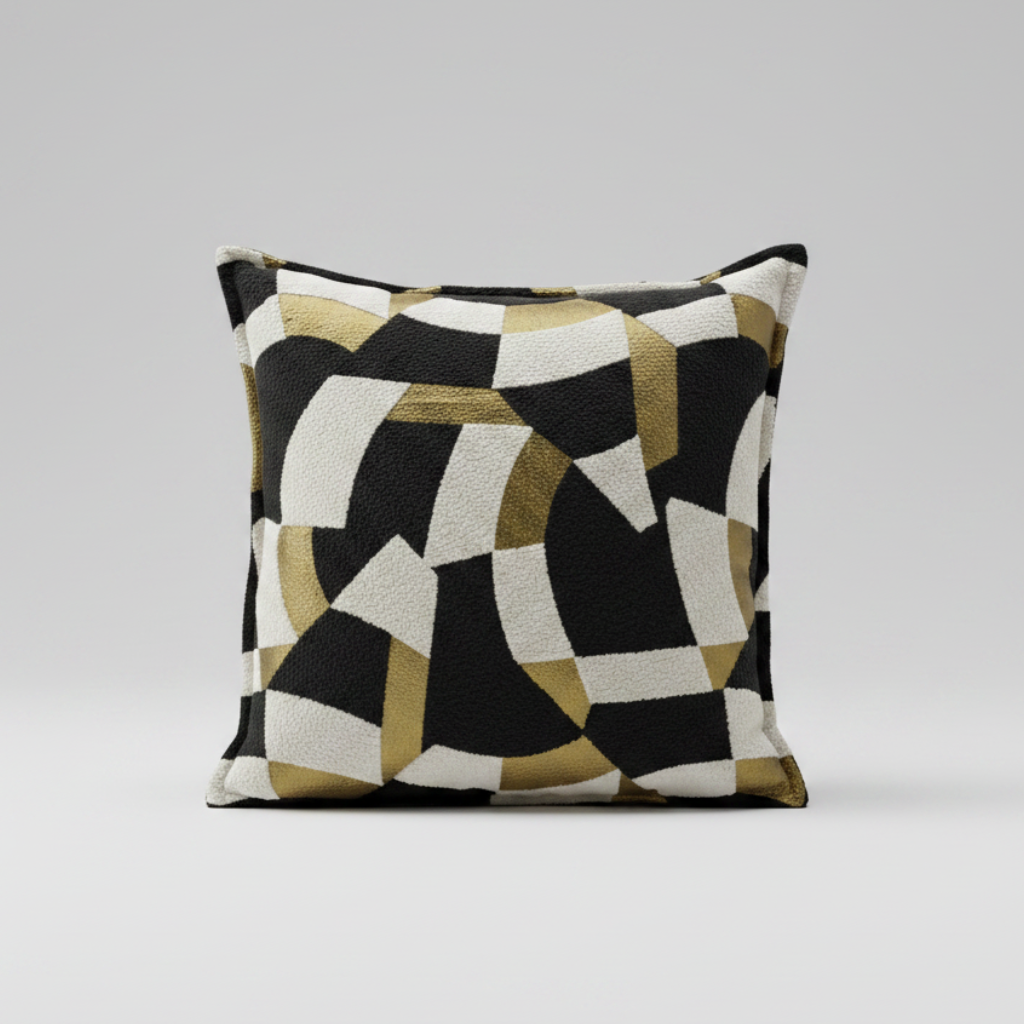 COUSSIN JACQUARD PATCHWORK NOIR & OR