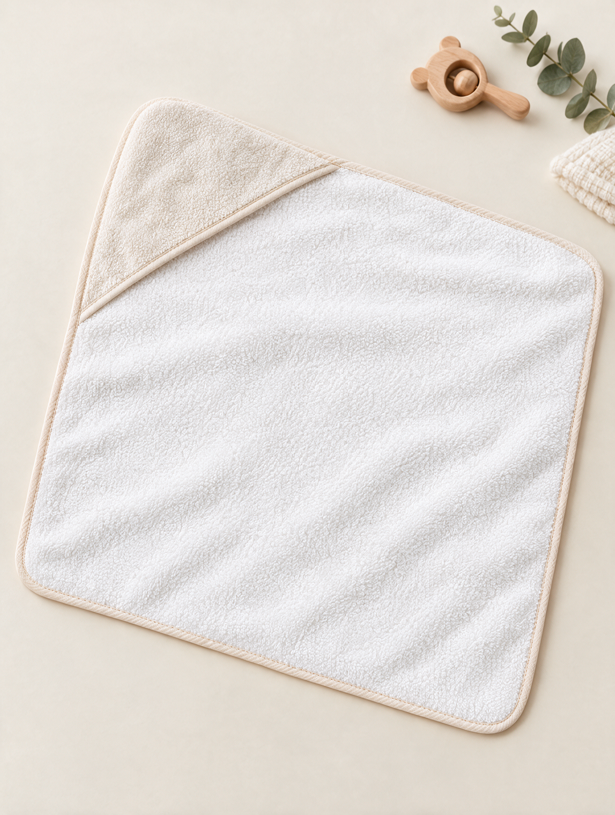 Cape de bain bébé à capuche – coloris Écru