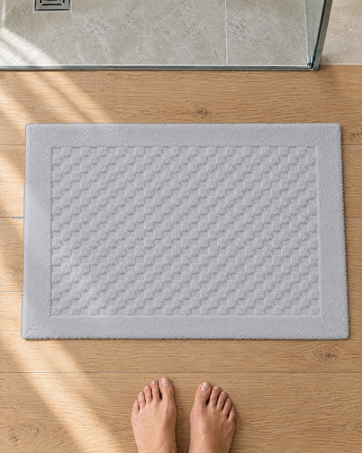 Tapis de bain Damier gris