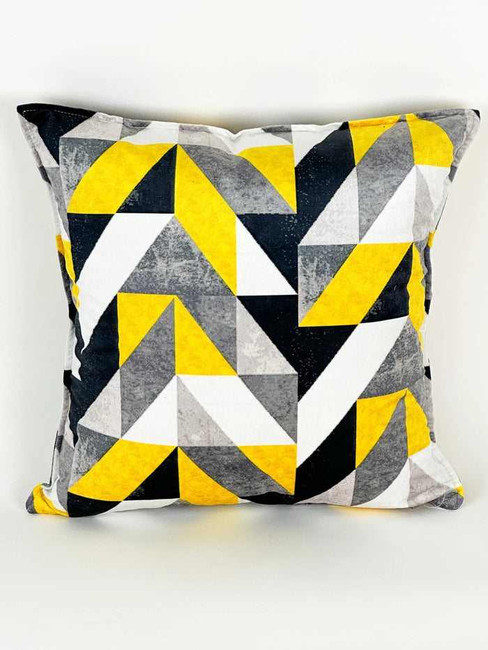 COUSSIN VELOUR TRIANGLES JAUNE