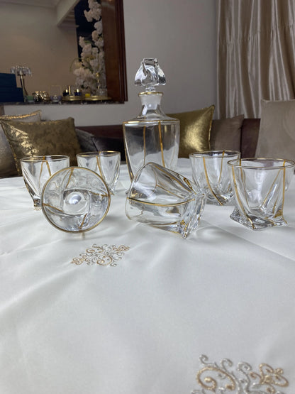 Service tourbillon : Carafe avec 6 verres en cristal