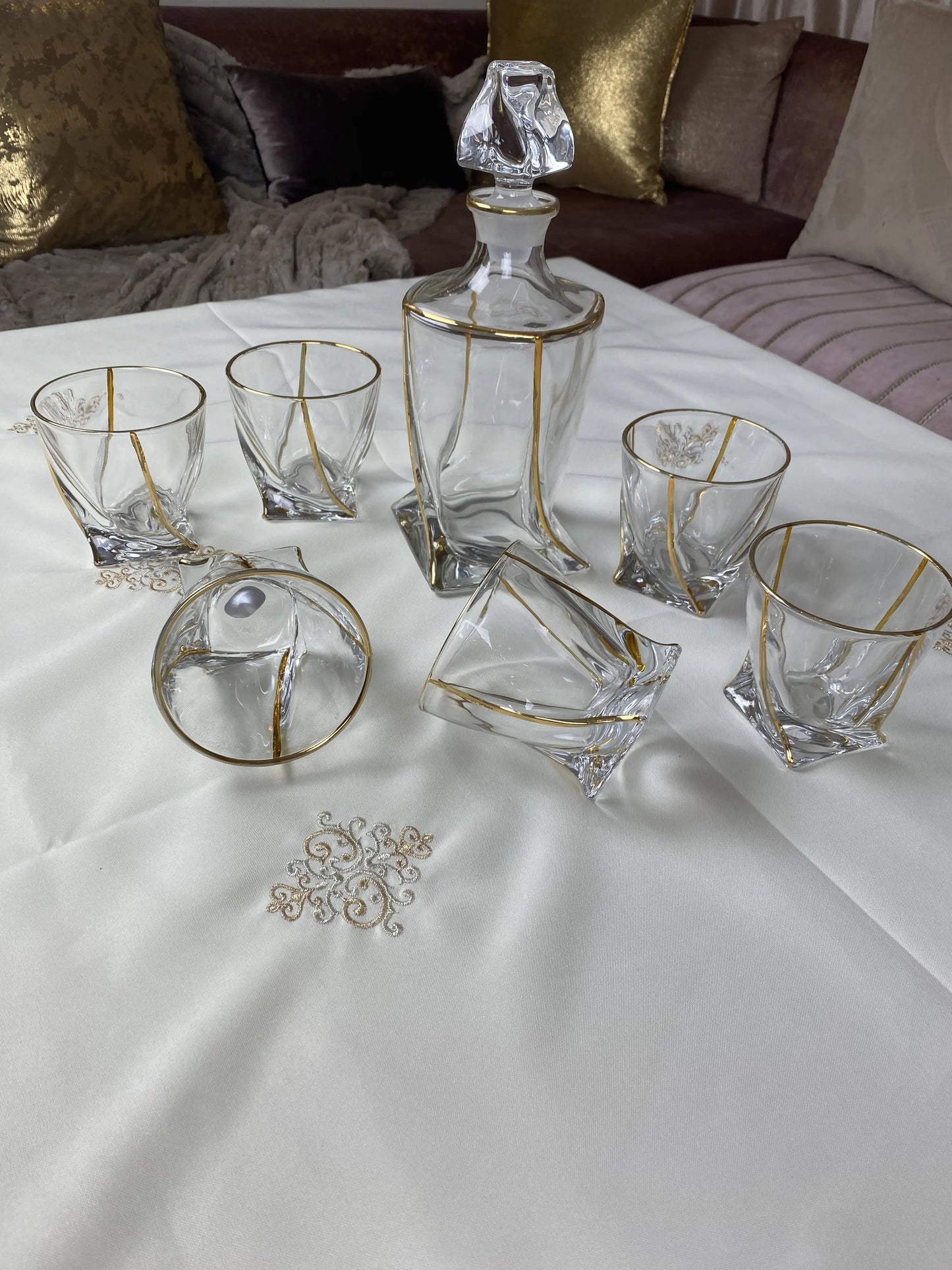 Service tourbillon : Carafe avec 6 verres en cristal