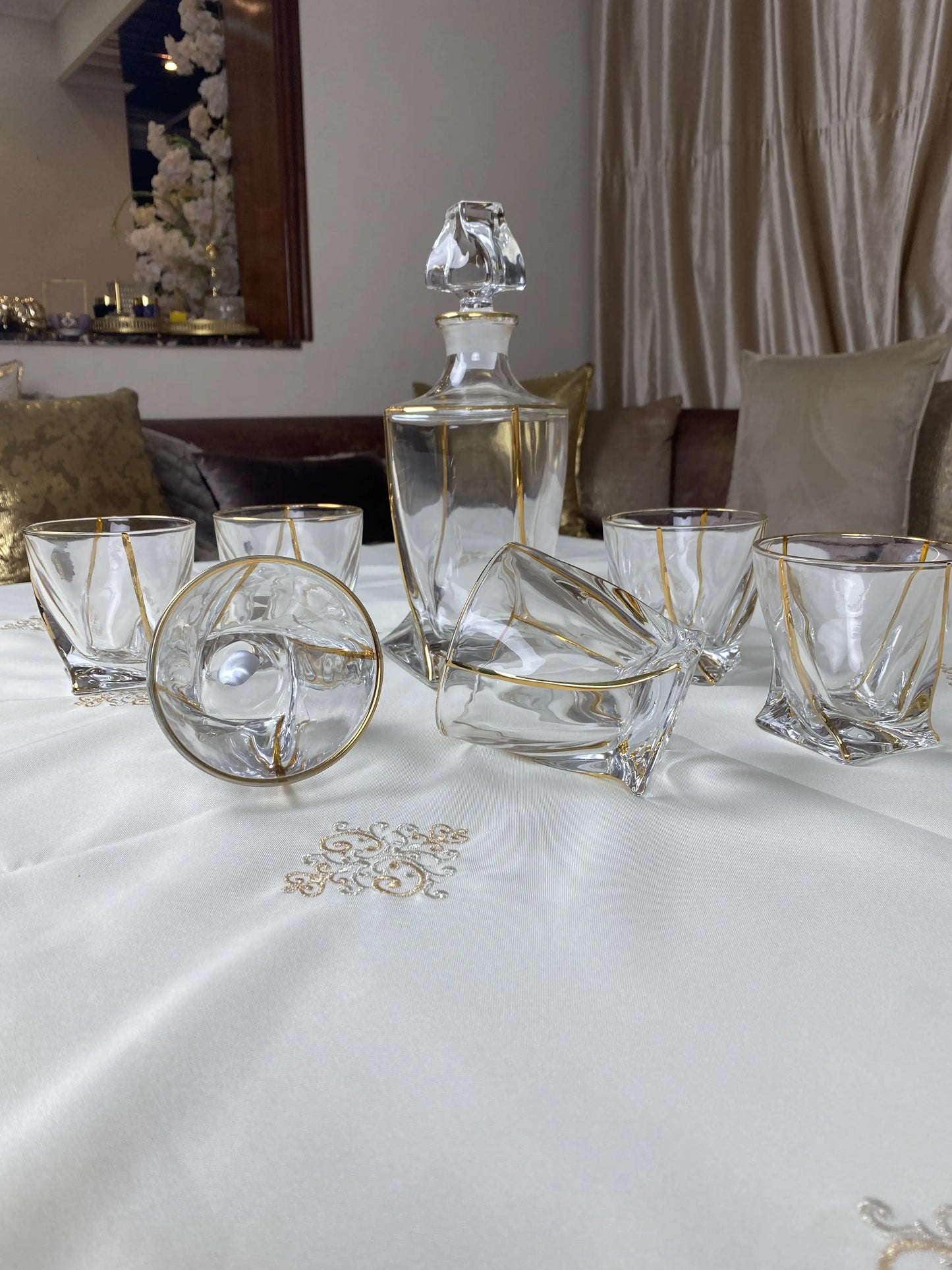 Service tourbillon : Carafe avec 6 verres en cristal