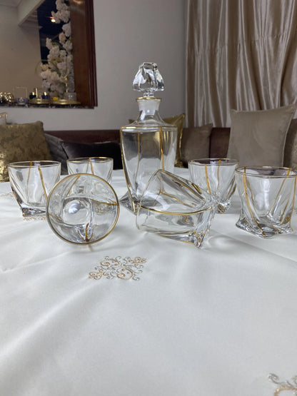 Service tourbillon : Carafe avec 6 verres en cristal