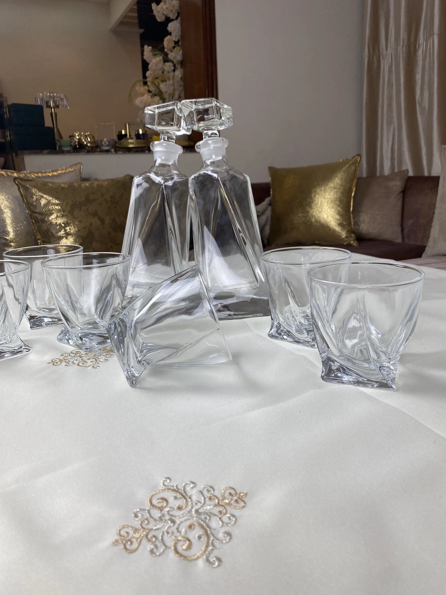 Service Bohemia : Ensemble 2 Carafes et 6 verres en cristal