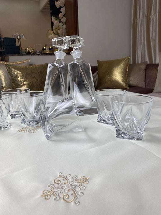 Service Bohemia : Ensemble 2 Carafes et 6 verres en cristal