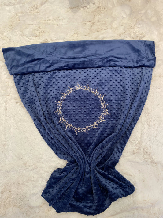 Couverture nouveau né Brodé bleu foncé