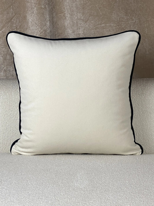 COUSSIN VELOUR BLANC CASSÉ / NOIR