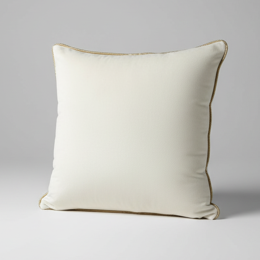 COUSSIN VELOUR BLANC CASSÉ / DORÉ