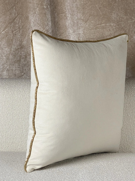 COUSSIN VELOUR BLANC CASSÉ / DORÉ