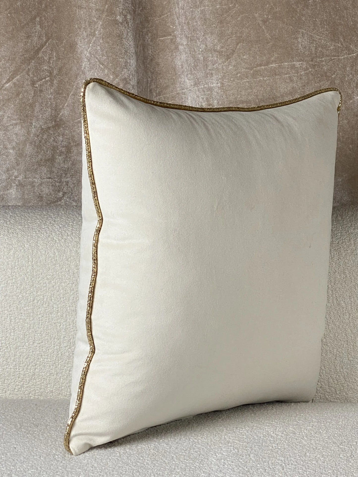 COUSSIN VELOUR BLANC CASSÉ AVEC CORDON