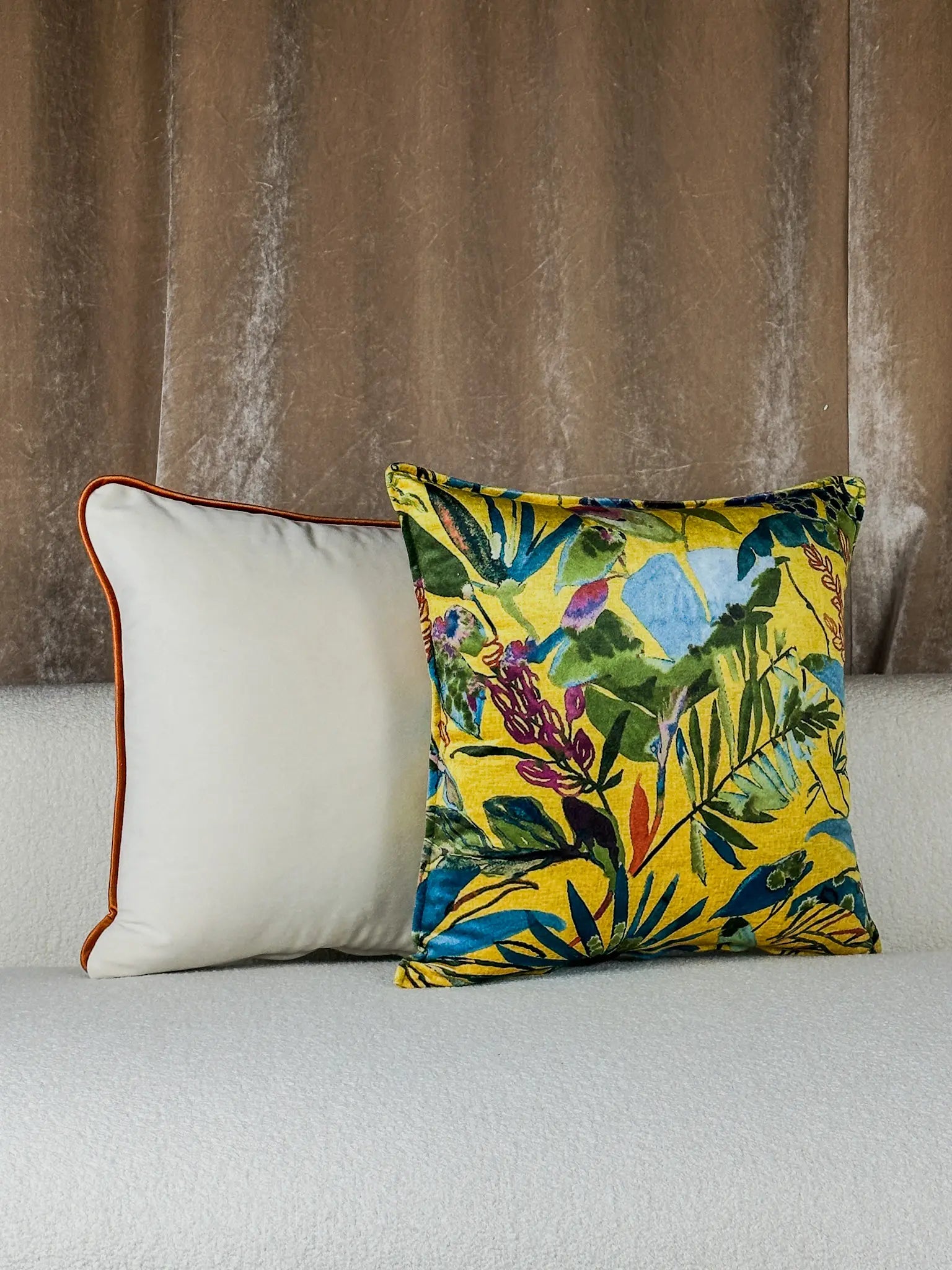 Pack 2 coussins tropical et ivoire