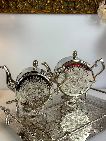 Théière Floral en Cuivre Finition Inox - Premium