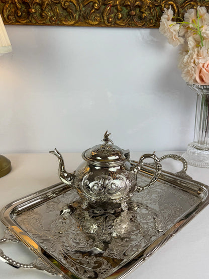 Théière Floral en Cuivre Finition Inox - Premium