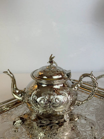 Théière Floral en Cuivre Finition Inox - Premium