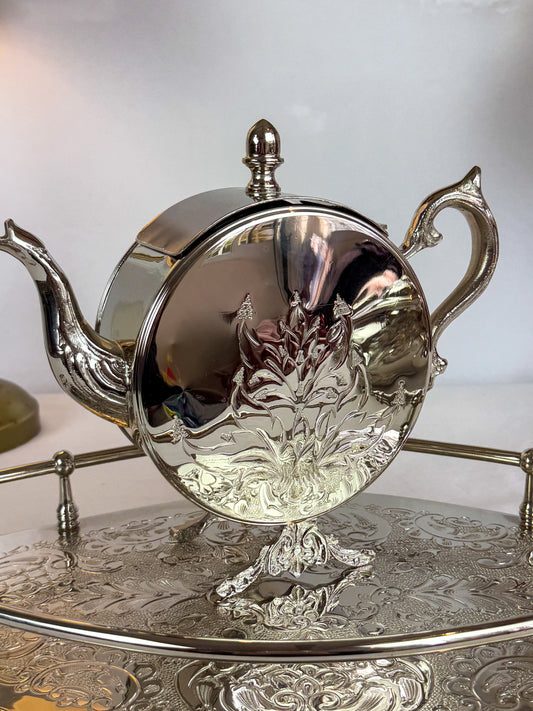 Théière Floral en Cuivre Finition Inox - Premium