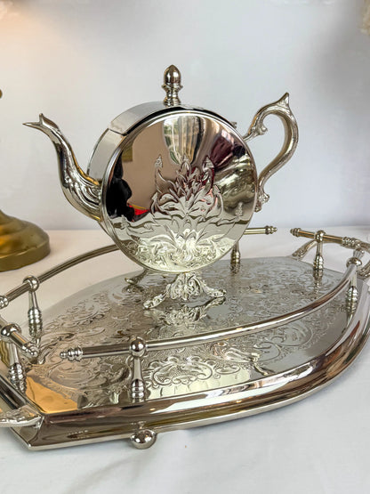 Théière Floral en Cuivre Finition Inox - Premium