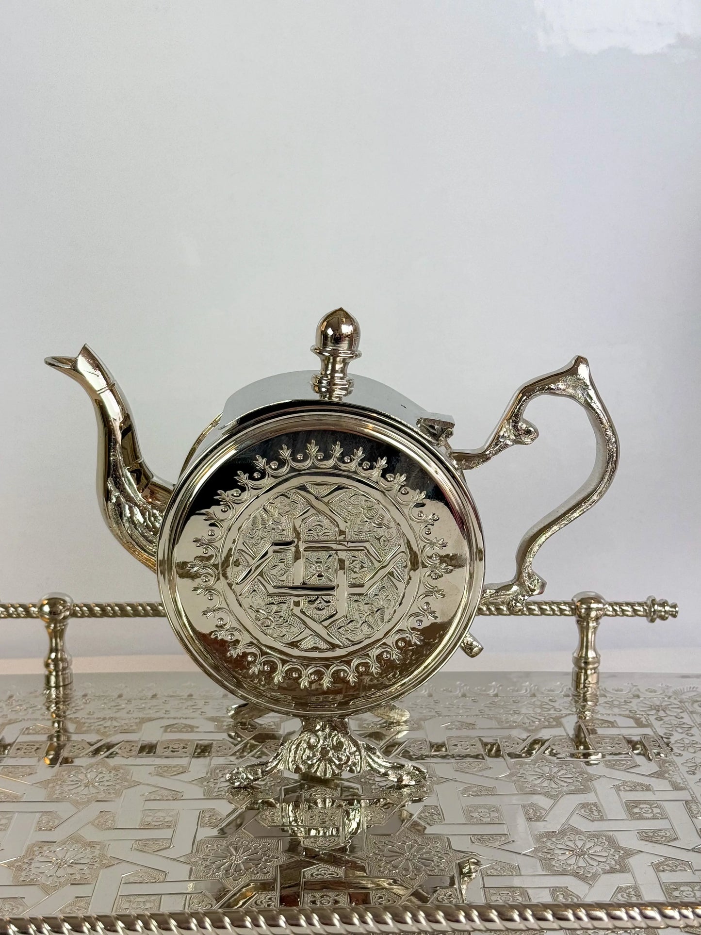 Théière Floral en Cuivre Finition Inox - Premium