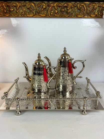 Théière Floral en Cuivre Finition Inox - Premium