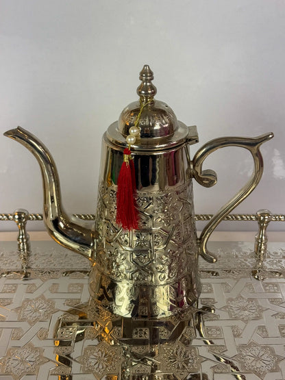 Théière Floral en Cuivre Finition Inox - Premium