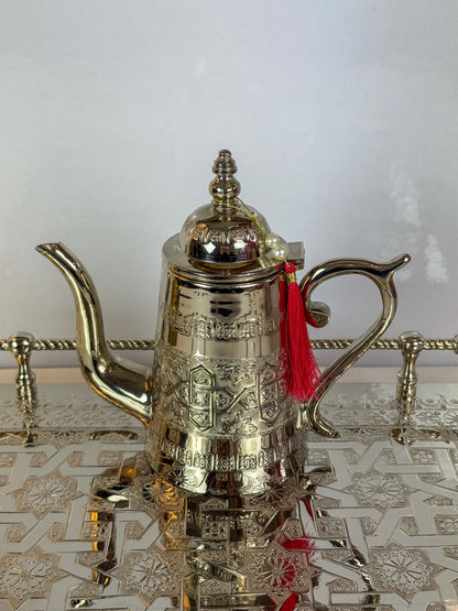 Théière Floral en Cuivre Finition Inox - Premium