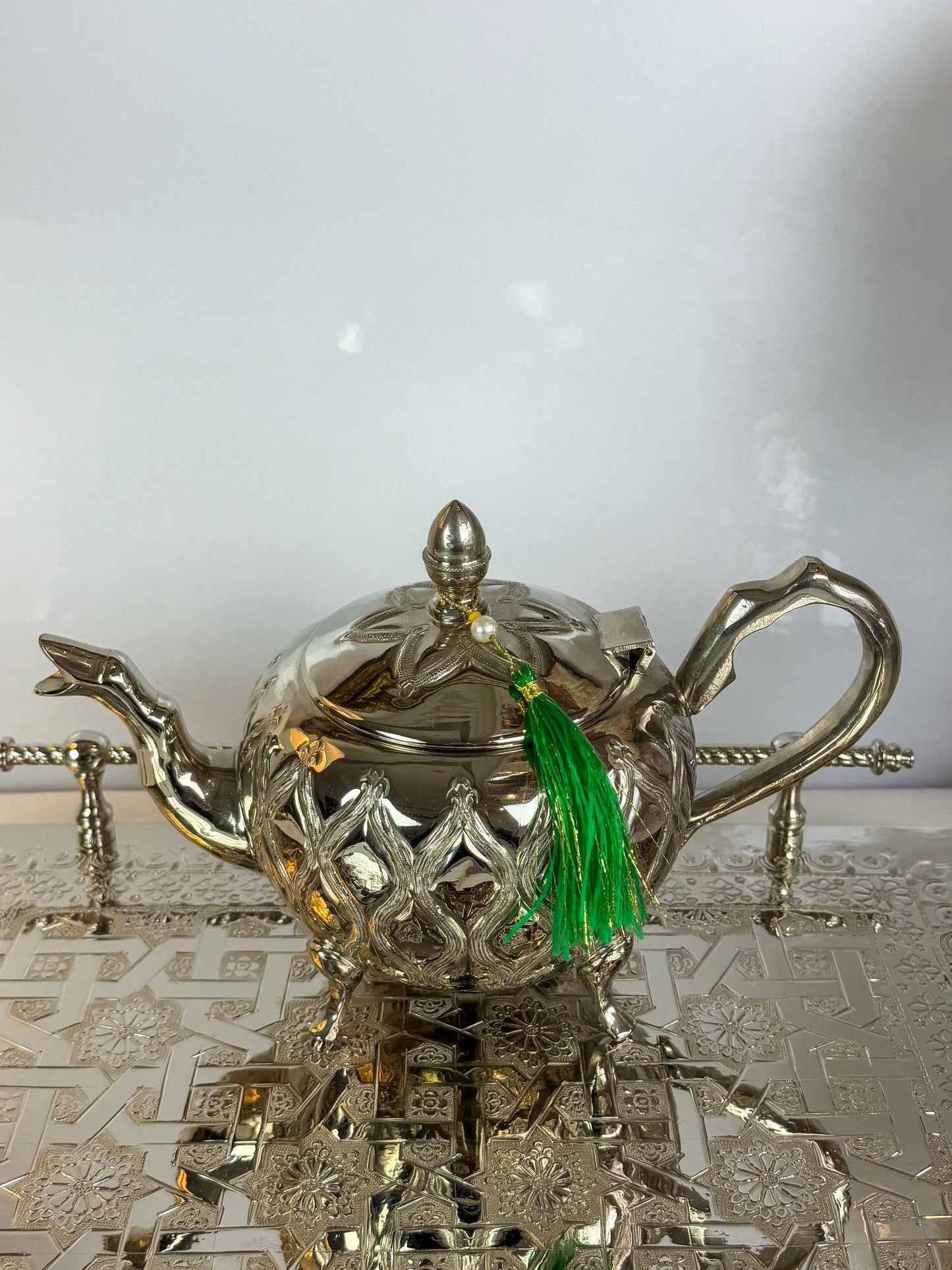 Théière Floral en Cuivre Finition Inox - Premium