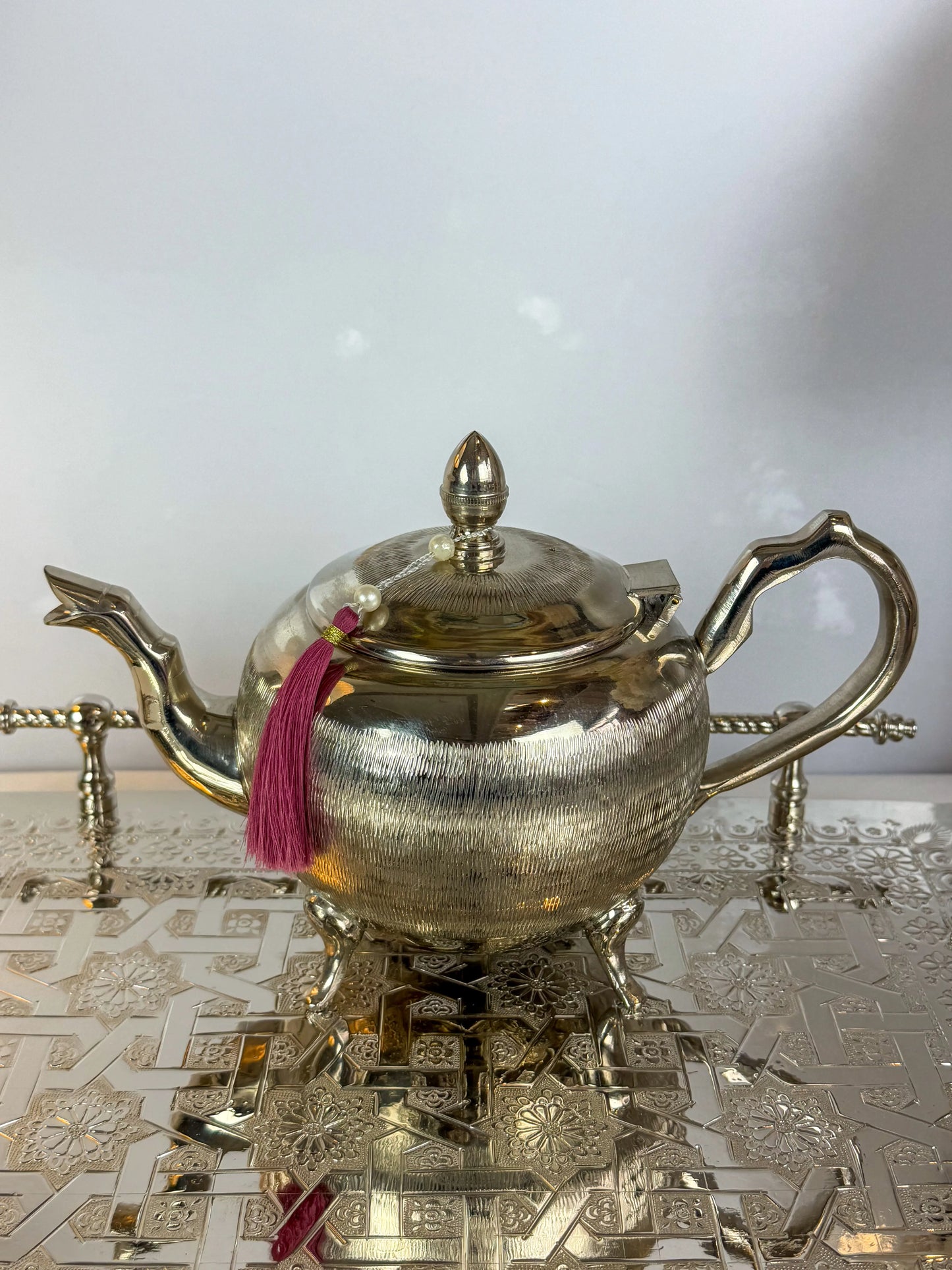 Théière Floral en Cuivre Finition Inox - Premium