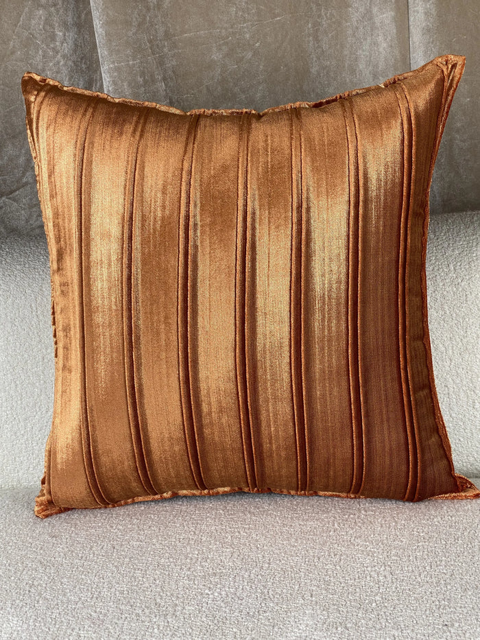 COUSSIN VELOUR PLISSÉ CUIVRE