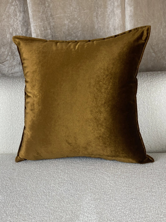 COUSSIN VELOUR UNI CAMEL FONCÉ