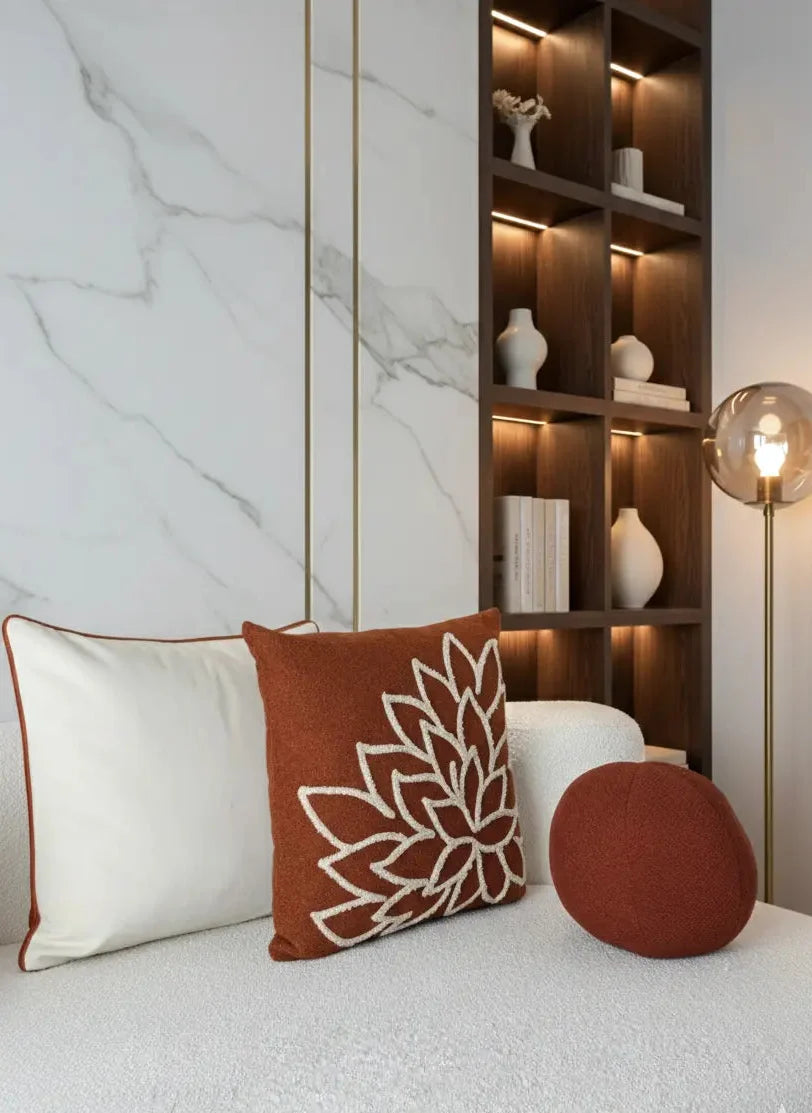 Pack 3 coussins dahlia terracotta