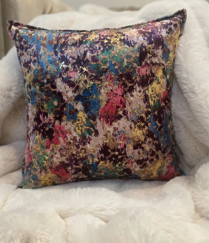 COUSSIN VELOUR IMPRIMÉ MOSAÏQUE DORÉE