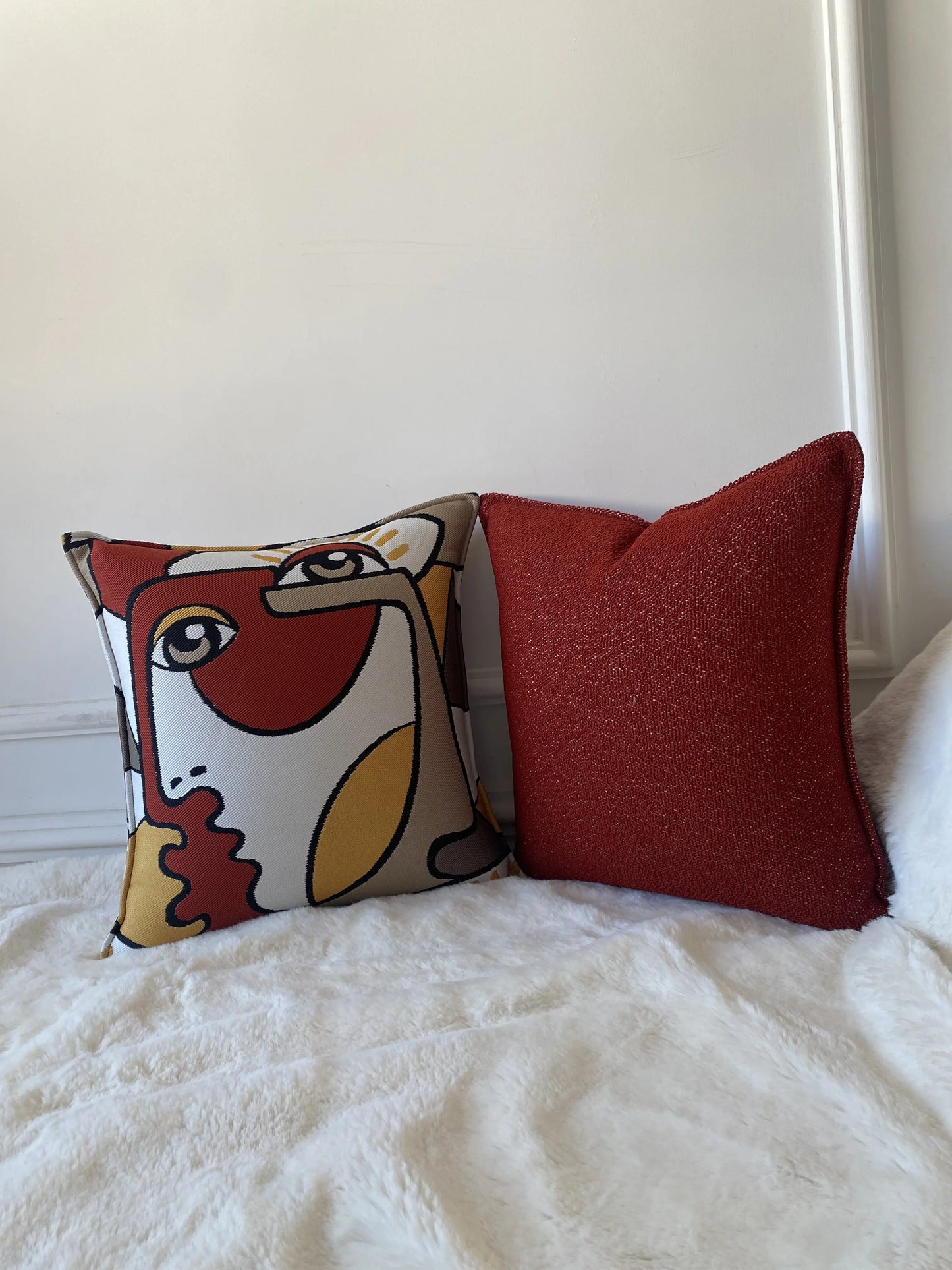 COUSSIN TOILE UNI ROUGE