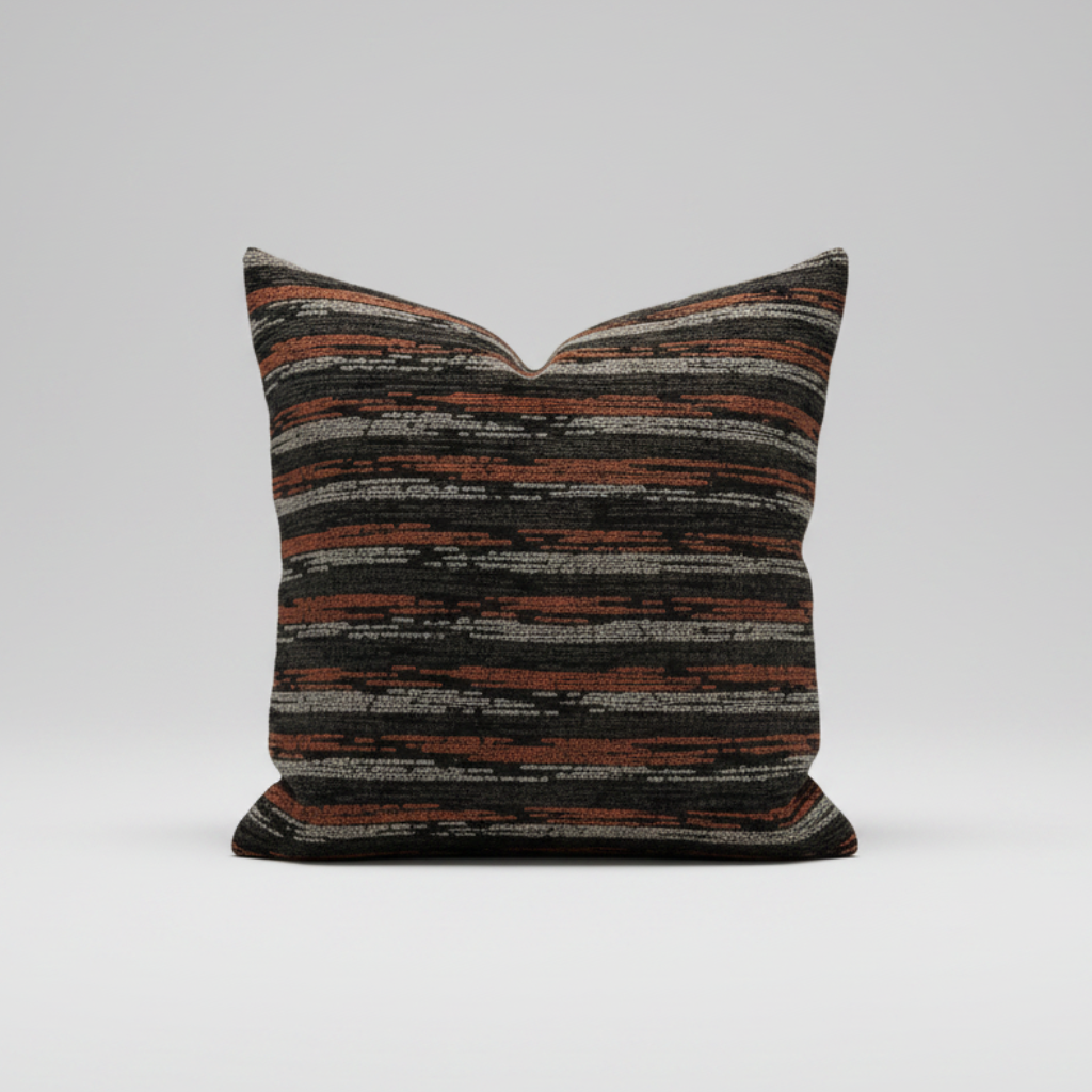 COUSSIN JACQUARD RAYÉ ROUILLE