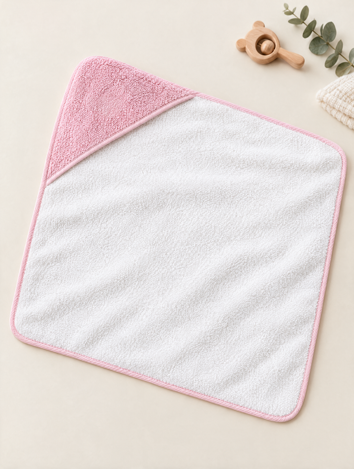 Cape de bain bébé à capuche – coloris Rose pâle