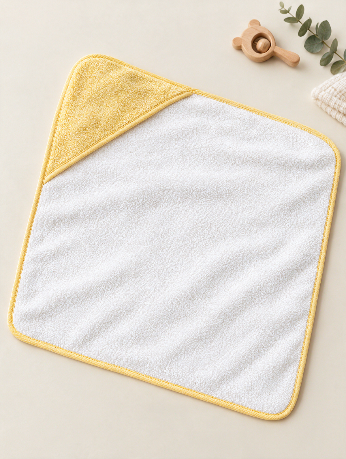 Cape de bain bébé à capuche – coloris Jaune
