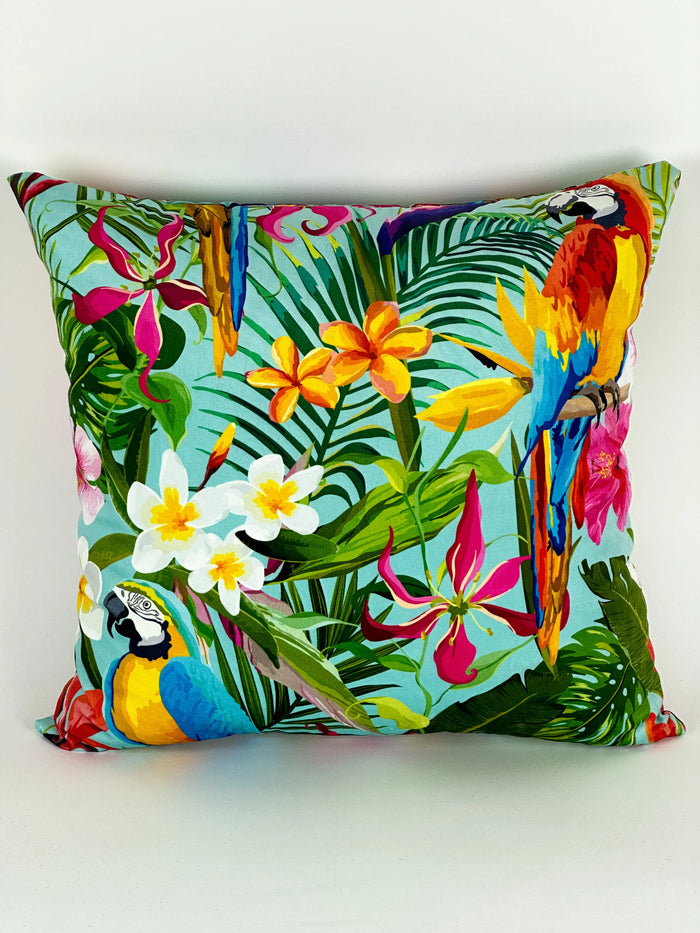 COUSSIN VELOUR TROPICAL PERROQUETS