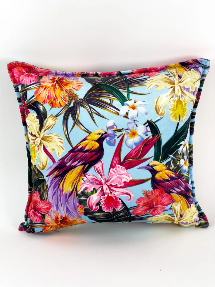 COUSSIN VELOUR TROPICAL ORCHIDÉES