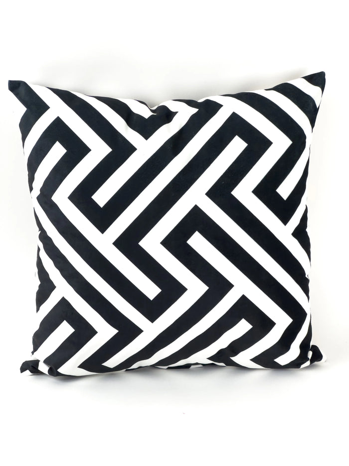 COUSSIN VELOUR LABYRINTHE NOIR