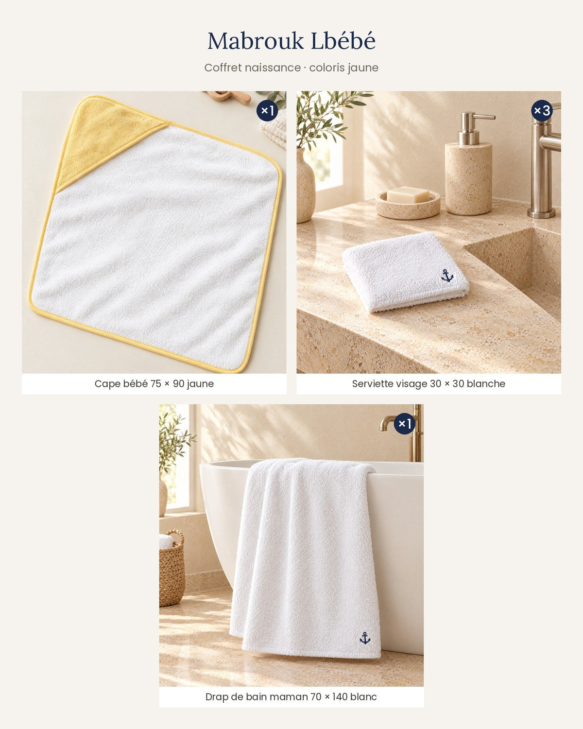 Mabrouk Lbébé – coffret naissance – coloris Jaune