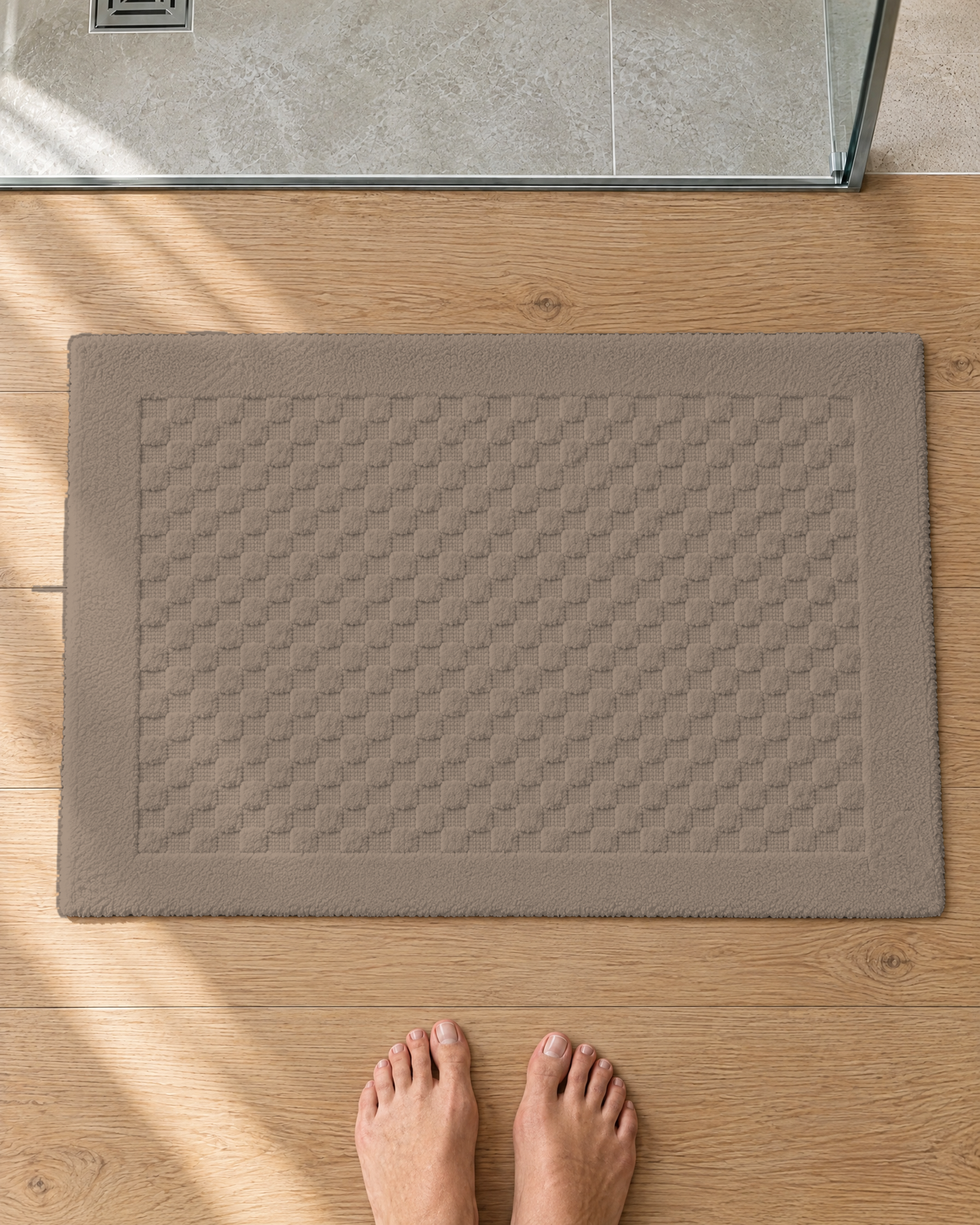 Tapis de bain Damier taupe